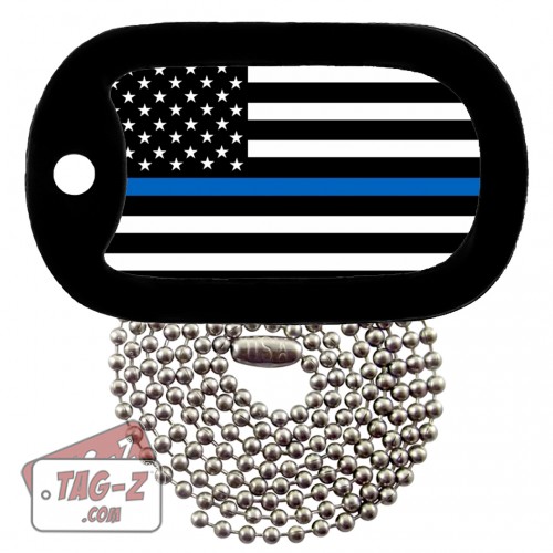 Tag-Z Thin Blue Line Flag Dog Tag Necklace 