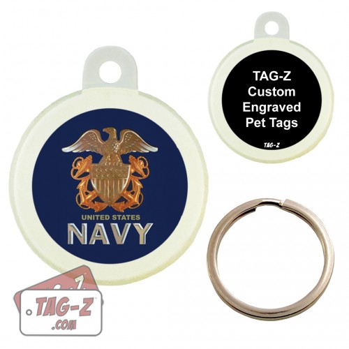 Tag-Z US NAVY Logo Custom ENGRAVED Pet Tag Circle